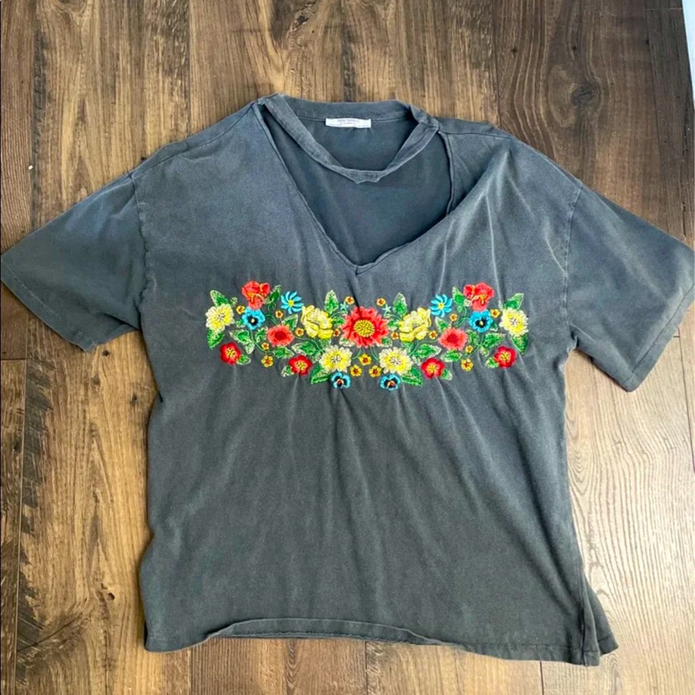 Floral Cut Out T Shirt